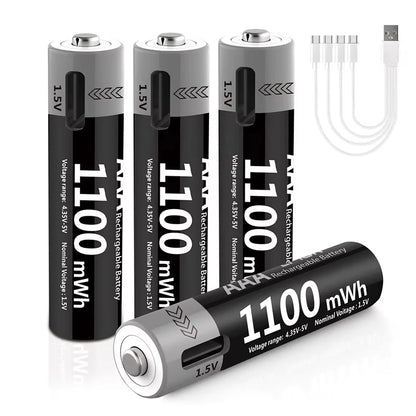 MATOV USB Rechargeable Li-ion AA 3400mWh & AAA 1100mWh 1.5V Batteries Pack