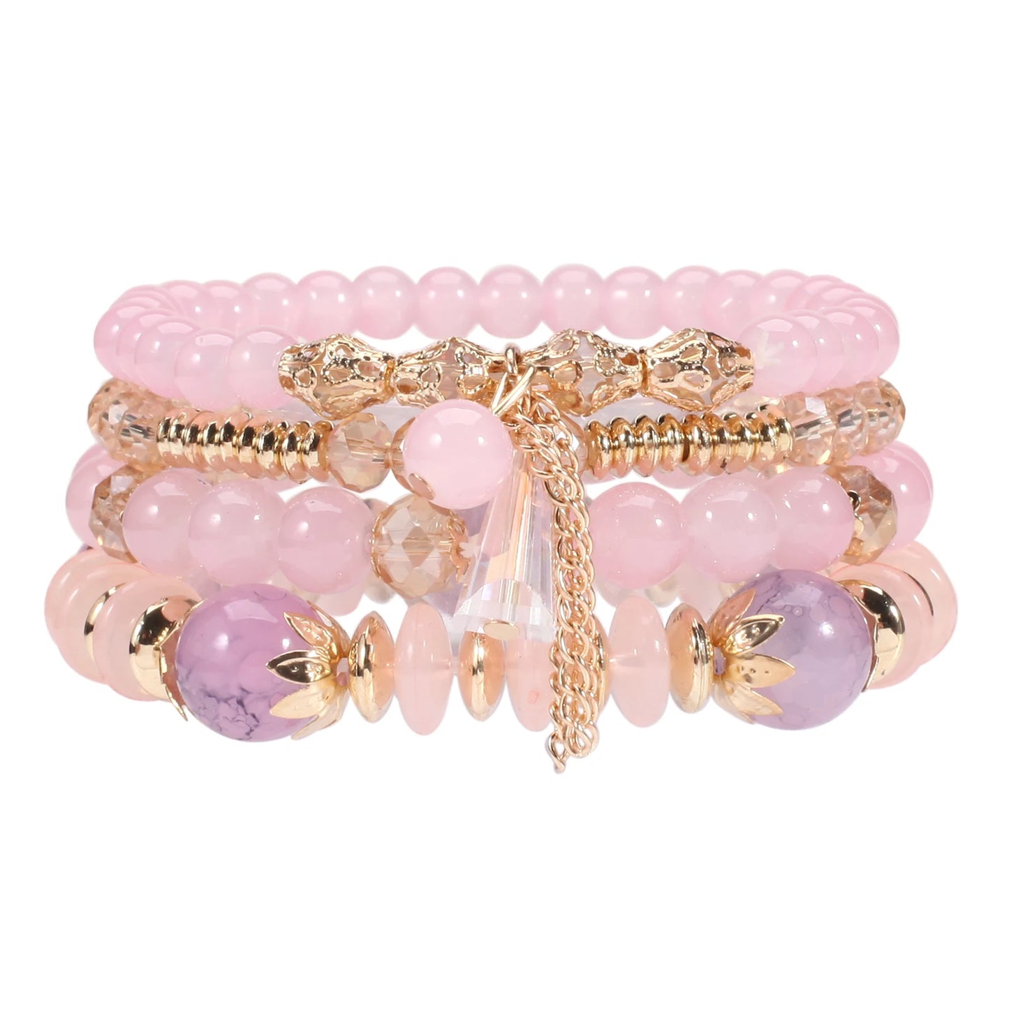 Bohemian Stackable Bead Bracelets - Multilayer Charm Stretch Bangles for Women