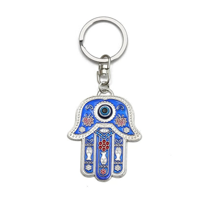 Lucky Eye Fatima Hand Keychain – Alloy Tree of Life Elephant Owl Blue Turkish Evil Eye Car Keyring Jewelry for Men & Women Gift