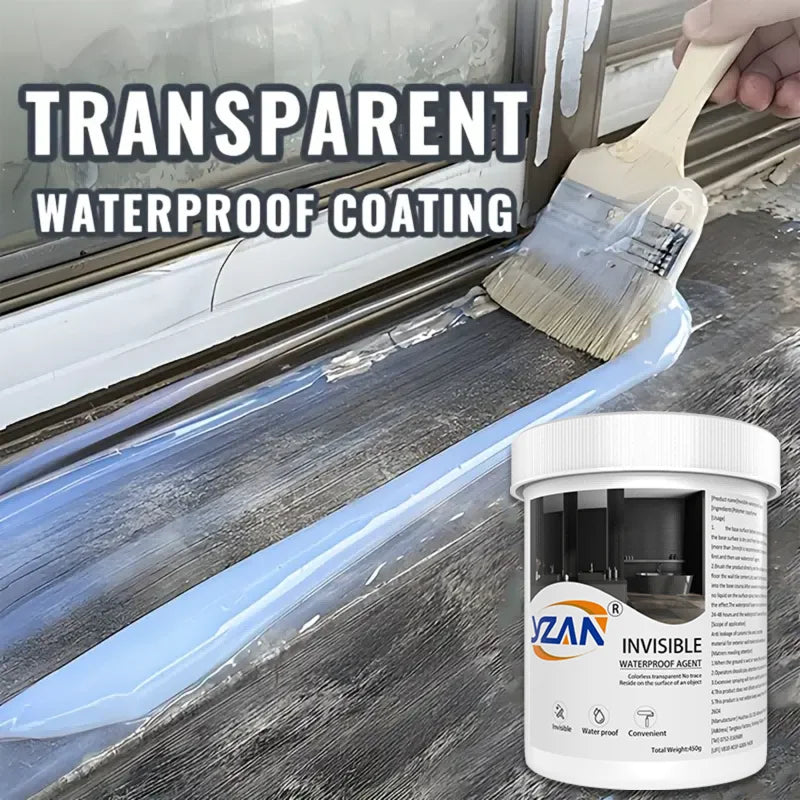 450g Polyurethane Waterproof Coating Sealant – Invisible Nano Repair Glue with Brush for Roof, Bathroom & Wall Cracks, Freeze-Resistant