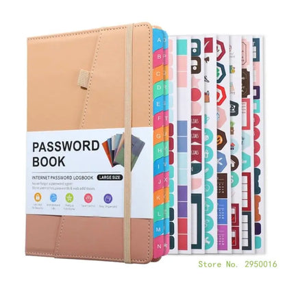 A5 PU Hardcover Password Book with Alphabetical Tabs – Password Keeper Notebook for Internet Login Storage