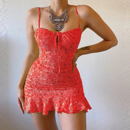 Women’s Sexy Casual Home Floral Camisole Dress - Comfortable Summer Skirt