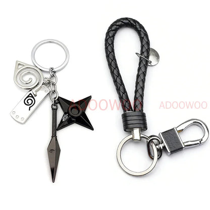 Bandai Naruto Red Cloud Alloy Keychain Set – 20 Styles Anime Woven Leather Rope Charm Car Pendant Punk Jewelry Gift Accessories