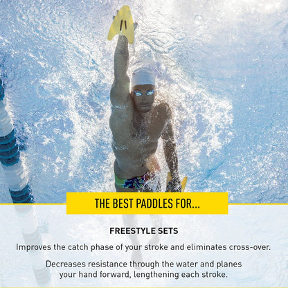 FINIS Iso Swimming Paddles - Ergonomic Professional Training Paddles for Stroke Practice and Correction - Enhance Swim Training Efficiency