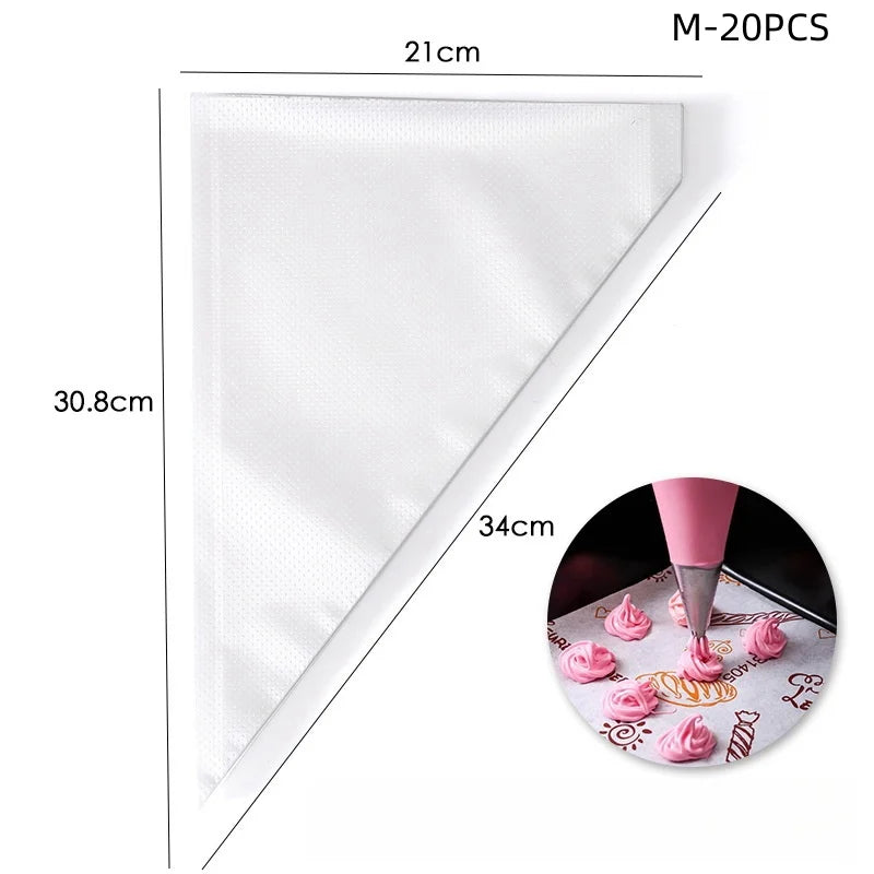 100/50/20pcs Disposable Piping Bags – Pastry Icing Bags for Cake, Cream, and Fondant Decorating Baking Tools
