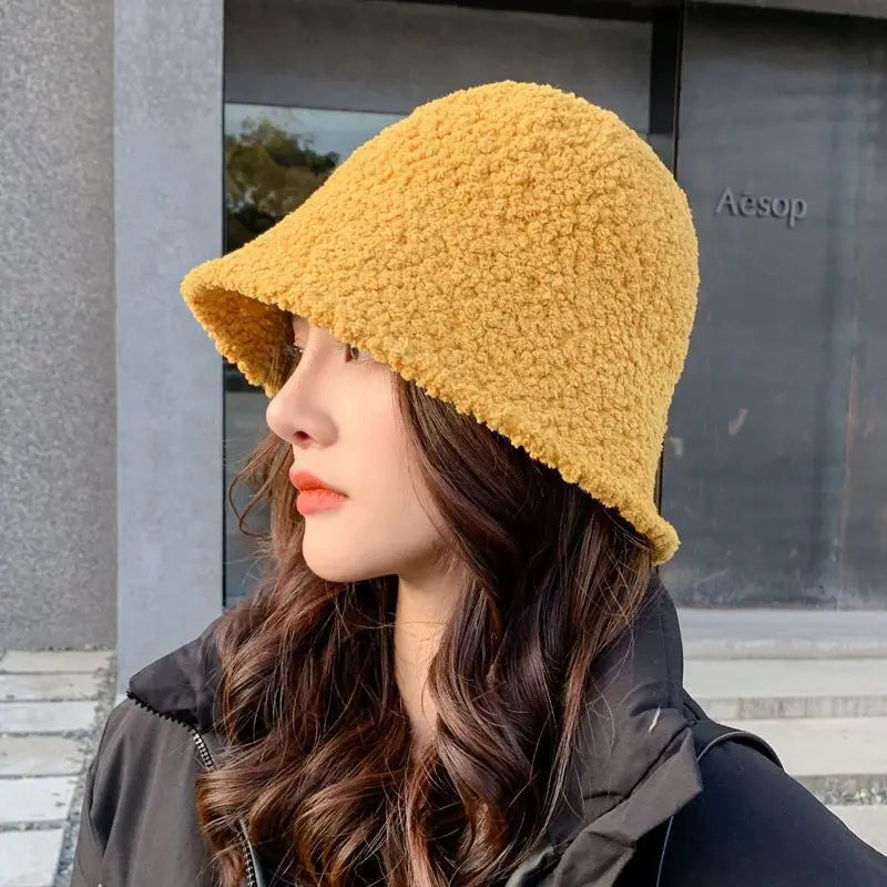 Anime K-Pop Demon Hunters Zoey Cosplay Hat – Unisex Retro Fisherman Cap, Yellow Warm Autumn Winter Halloween Accessory