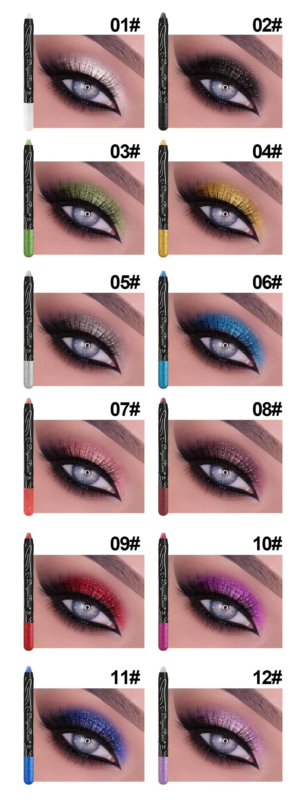 Shiny Pearlescent Highlighter Eyeshadow Pencil – Waterproof Glitter Eyeliner Gel Pen for Long-Lasting Makeup