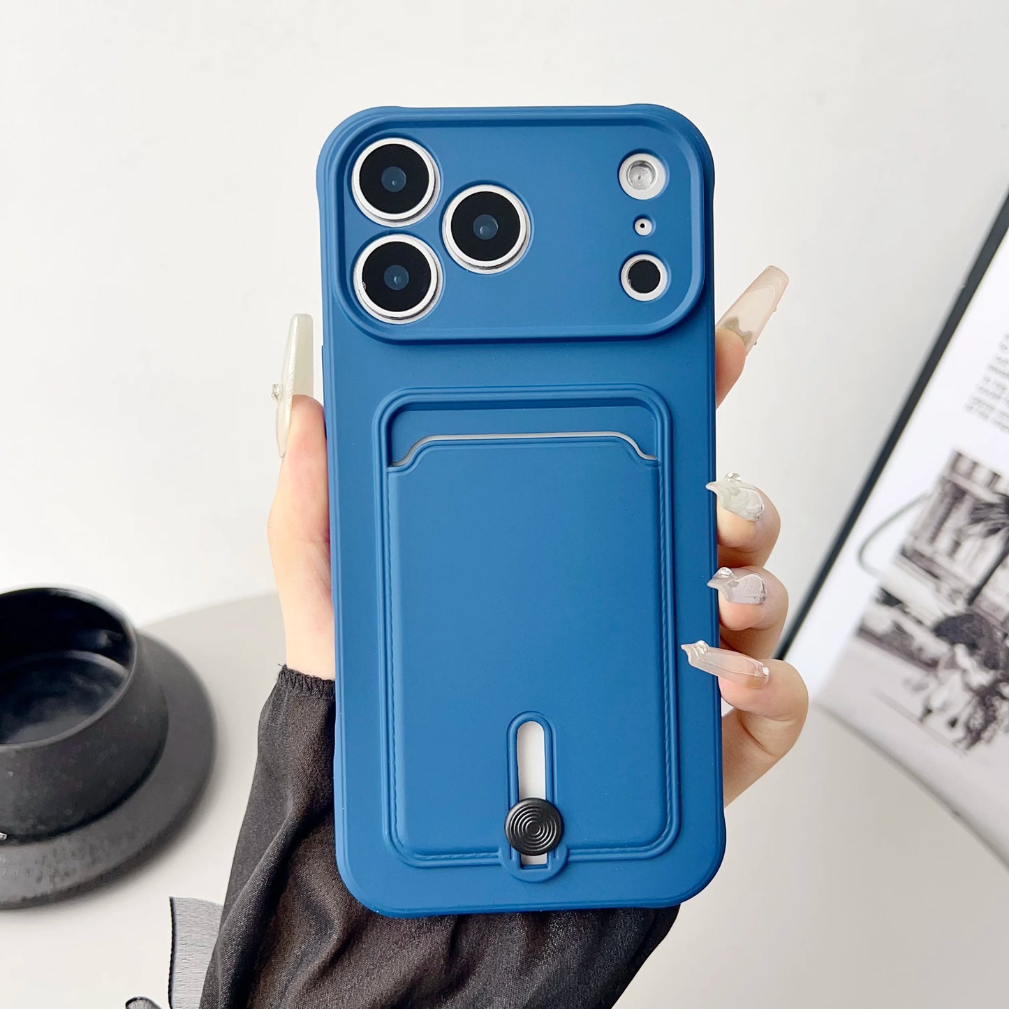 Push Card Wallet Phone Case with Card Slot Holder, Soft TPU Credit Card Cover for iPhone 17, 16, 15, 14, 13, 12, 11 Pro Max, Air, Plus & Mini