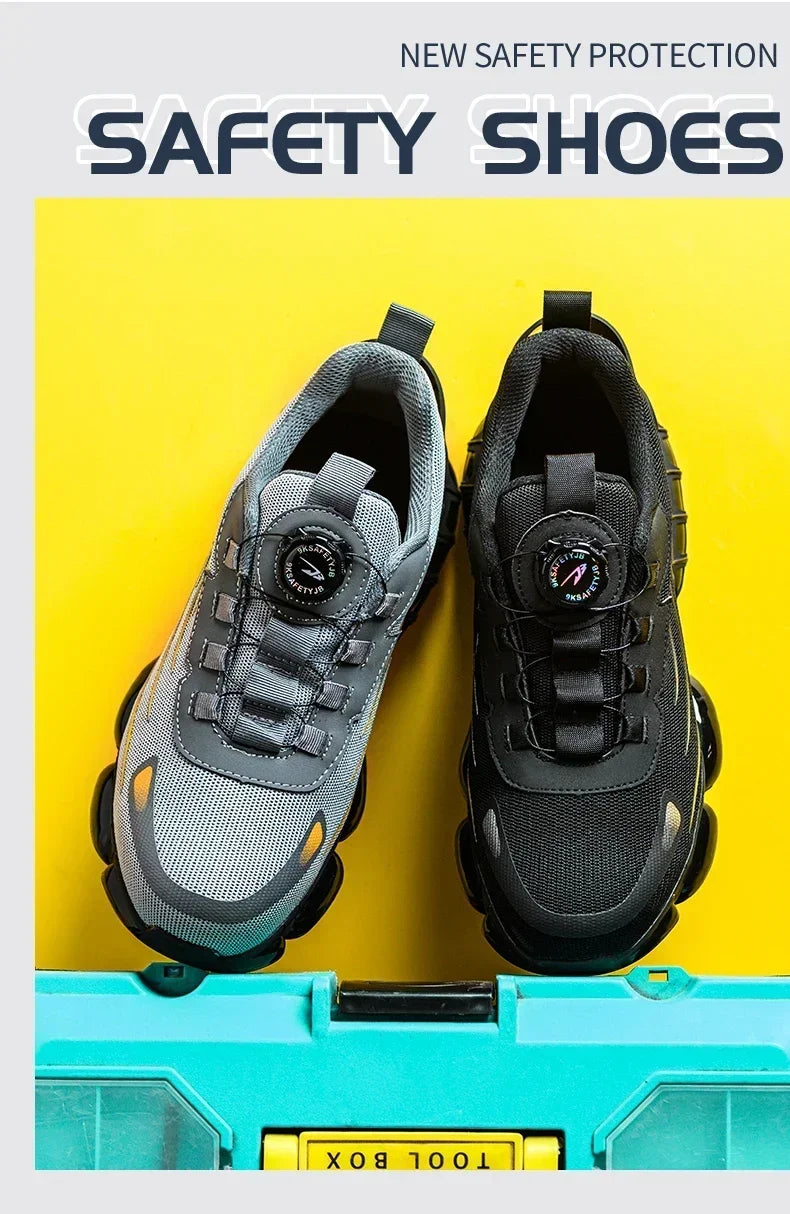 Rotating Button Safety Shoes for Men – Anti-Smash, Anti-Puncture Work & Security Protective Boots, Fashion Sport Design