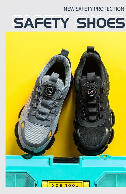 Rotating Button Safety Shoes for Men – Anti-Smash, Anti-Puncture Work & Security Protective Boots, Fashion Sport Design