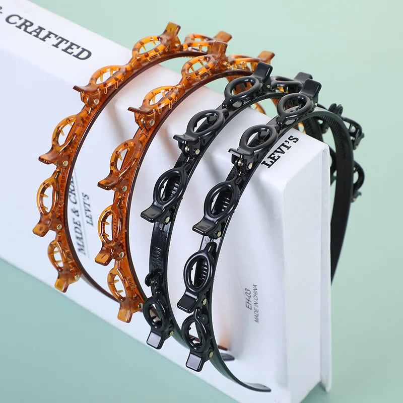 Multi-Layer Hollow Braided Headband – Women's Bangs Hair Clip for Hairdressing and Styling