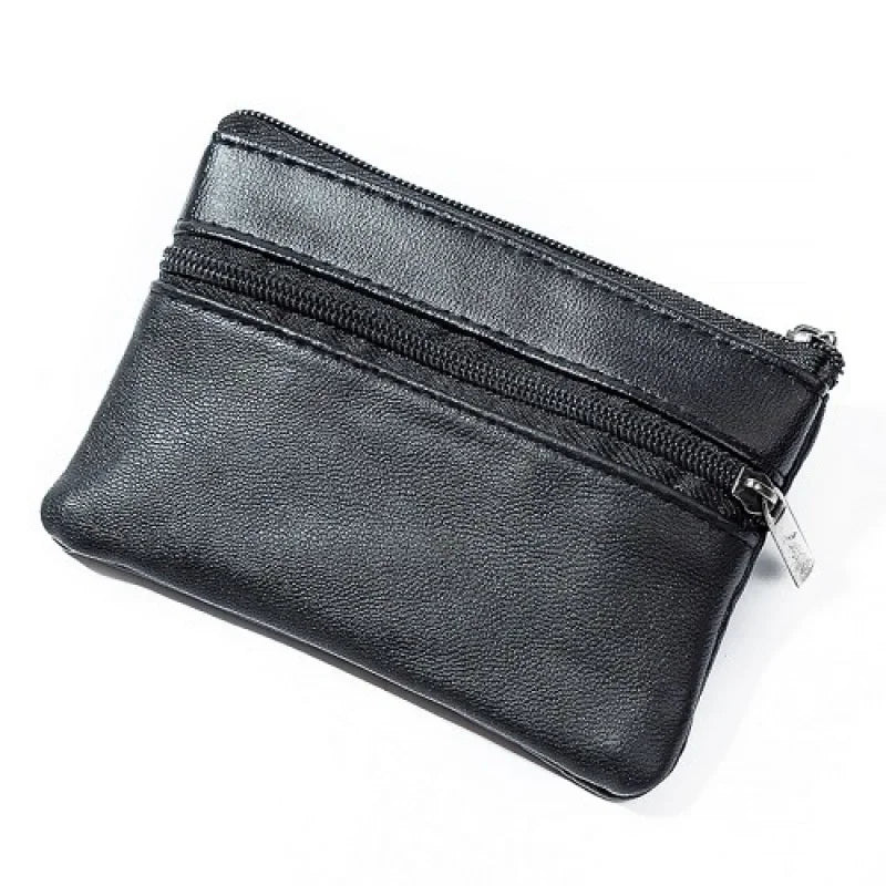 Leather Mini Coin Purse with Zipper – Small Wallet & Key Holder for Women, Men & Kids