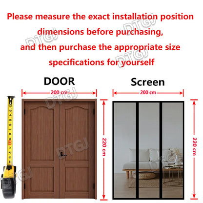 DTGJ Magnetic Door Screen Mosquito Net - Custom Size Anti-Insect Mesh Curtain for Glass Doors & Summer Protection