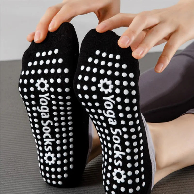 Professional Women's Yoga Socks - Anti-Slip Silicone Ballet and Pilates Socks with Breathable Bandage Design