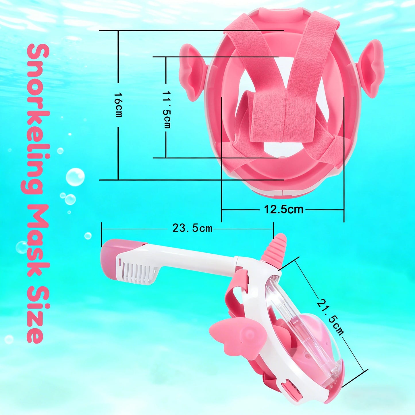 Kids Unicorn Full Face Snorkel Mask - Dry Anti-Fog Waterproof Swimming & Diving Gear for Children