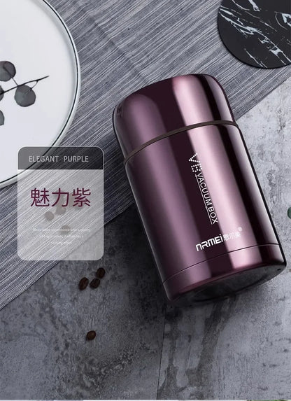 600/800/1000ml Stainless Steel Food Thermos — 316 Vacuum Insulated Lunch Jar with Spoon & Carry Bag for Kids