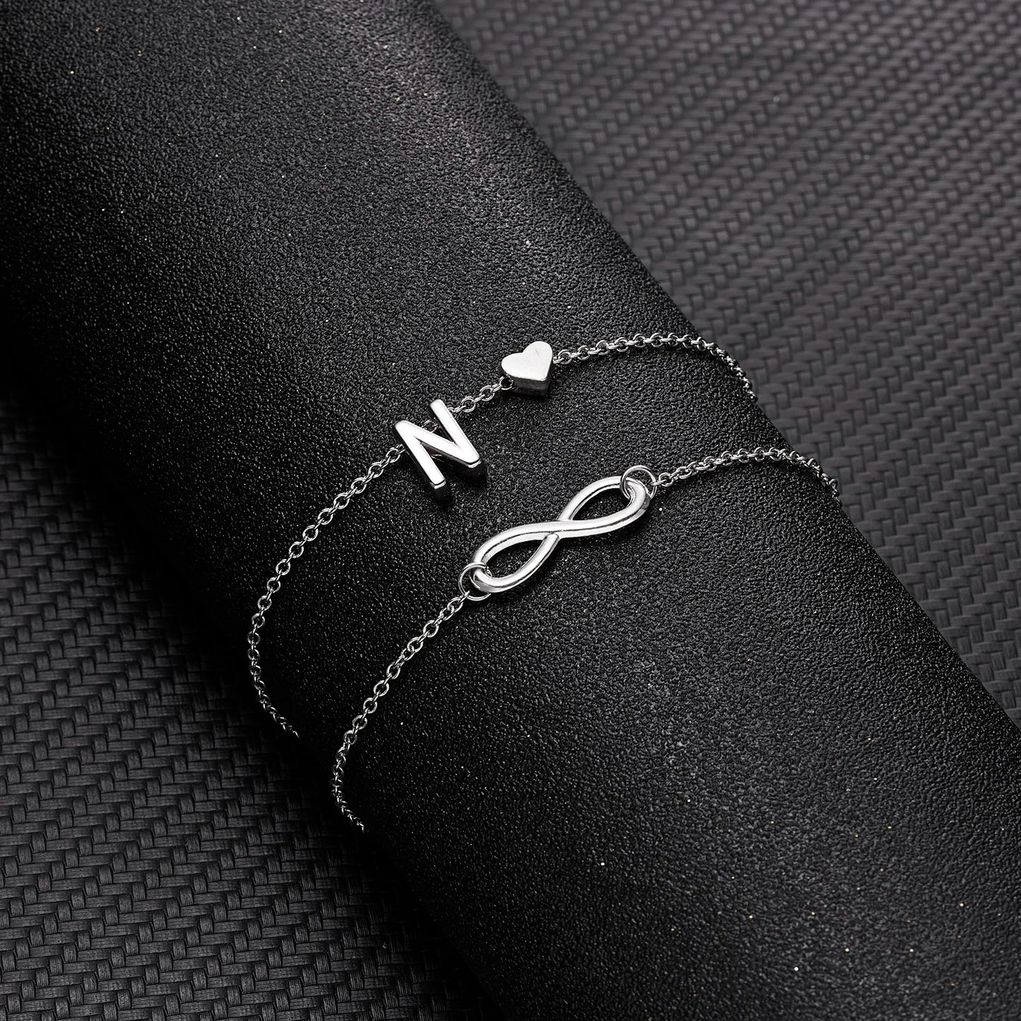 Bohemia A-Z Letter Initial Anklet for Women - Silver Heart Initial Anklet Bracelet, Beach Party & Travel Foot Jewelry