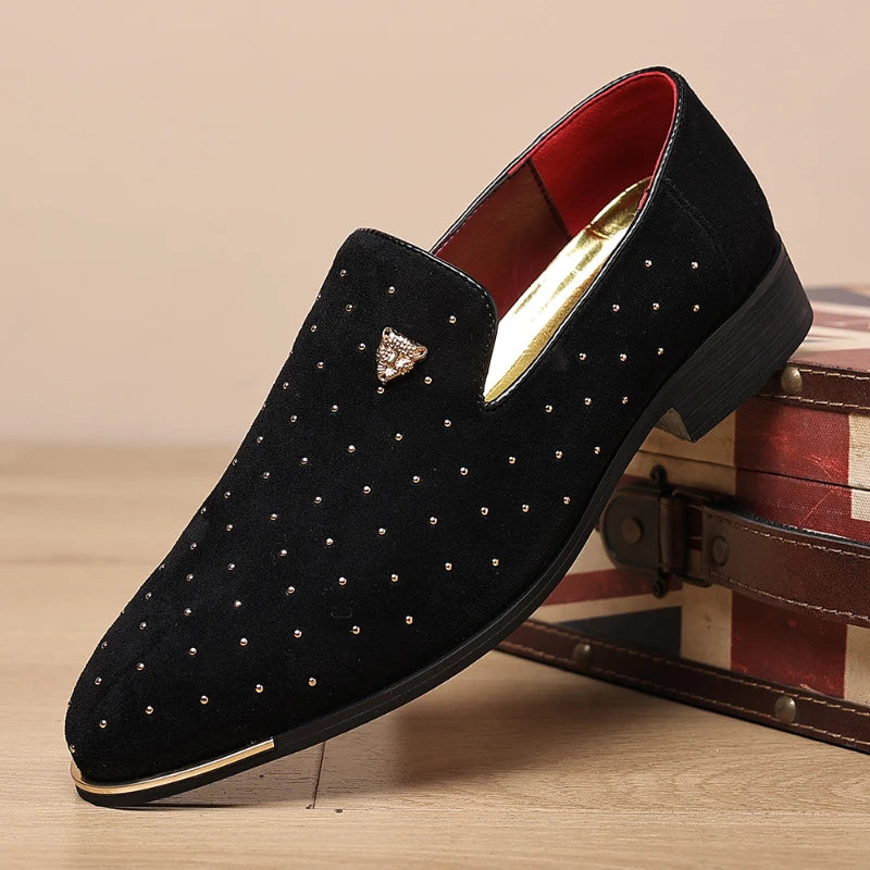 Luxury Men's Suede Dress Loafers - Elegant Casual Business Shoes for Men