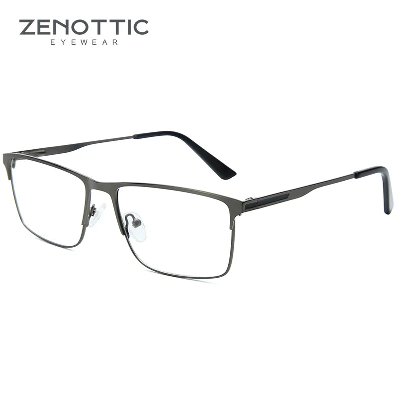 ZENOTTIC Titanium Progressive Glasses - Men's Square Anti Blue Light Photochromic Prescription Eyewear for Myopia Vision Correction