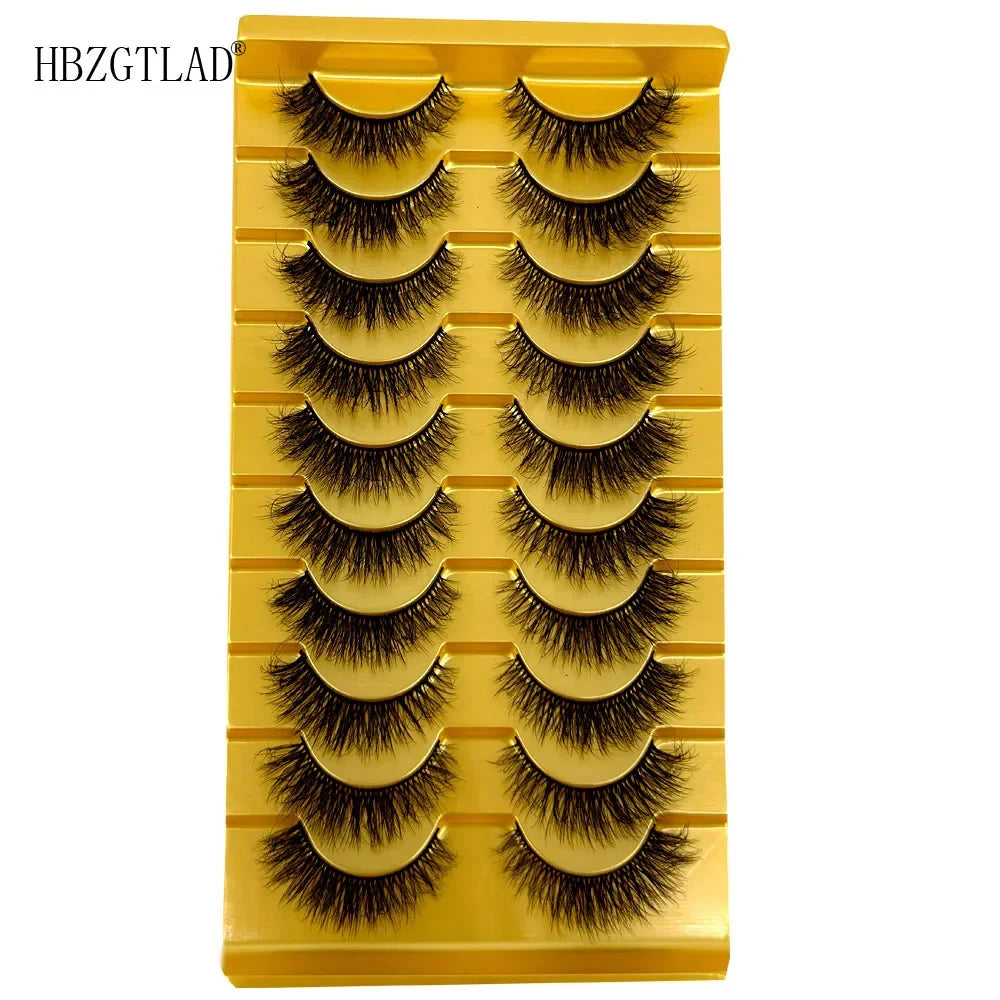 5/10 Pairs 3D Mink False Eyelashes – Wispy Handcrafted Full Strip Short Natural Lashes for Makeup