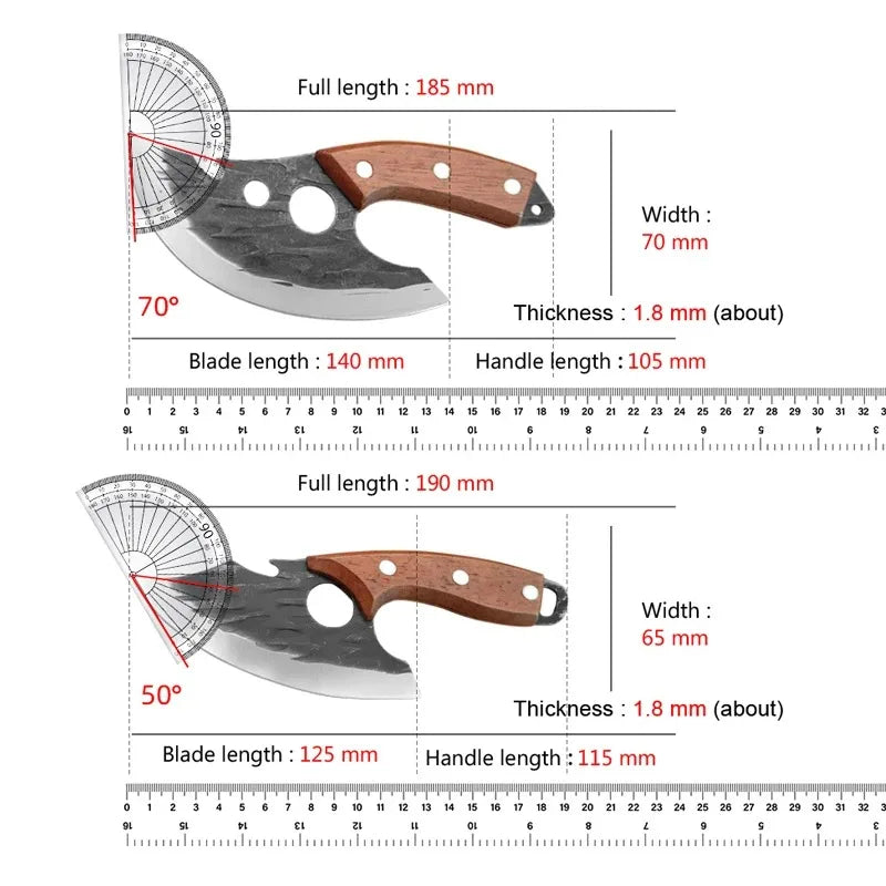 Multifunctional Stainless Steel Kitchen Knife - Forged Meat Cleaver Boning Knife with Bottle Opener and Protective Cover