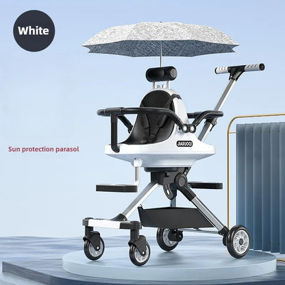 Lightweight Twin Baby Stroller - Foldable Double Seat High-View Carriage with Adjustable Handle