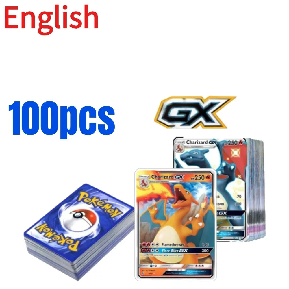 Pokémon TCG V, VMAX, GX & EX Holographic Cards - 60/100-Piece French and English Collectible Card Set for Fans and Gifts