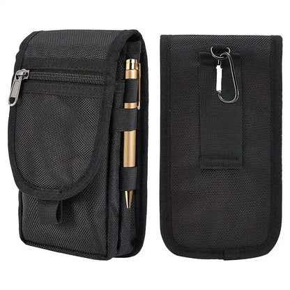 Versatile Flip Phone Bag: 3-Compartment Men's Belt Loop Pouch for Casual Use - Large Capacity Wallet & Pen Insertion