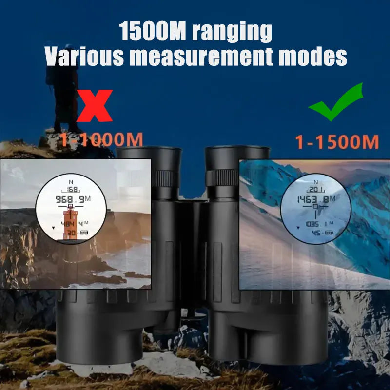 1500m Marine Binoculars for Adults – 8x40 with Rangefinder, Compass, IP65 Waterproof, UHD Field of View 8°