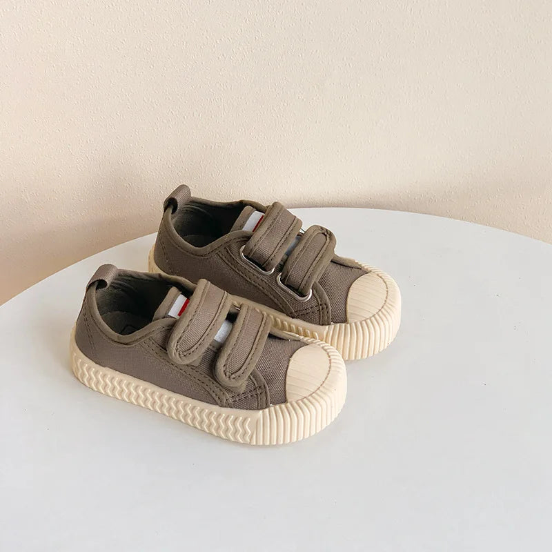 Children’s Canvas Shoes — Boys & Girls Spring/Autumn Breathable Toddler Shoes with Soft Sole & Hook-and-Loop Closure