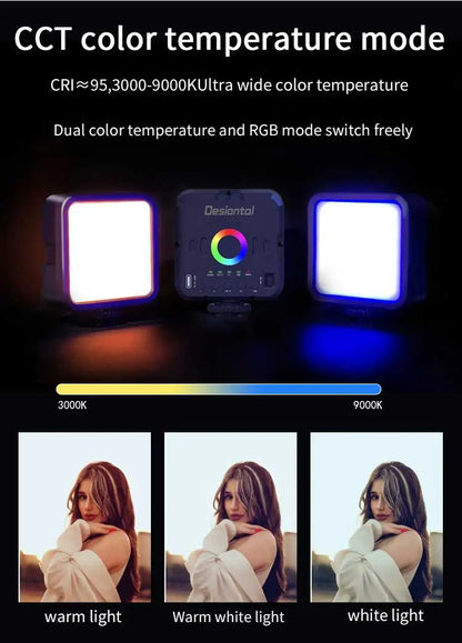 Mini RGB Hot Boot Fill Light - Portable LED Photography & Beauty Light with Adjustable Settings for Mobile Camera & Live Streaming
