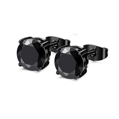 Unisex Stainless Steel Cubic Zirconia Stud Earrings Set (1–8 Pairs) – 6mm Minimalist Ear Piercing Jewelry for Men & Women