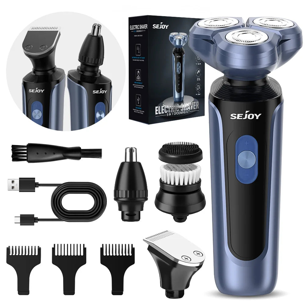 Sejoy Electric Razor for Men – 3-Blade Foil Shaver with 7500 RPM High-Speed Motor & Digital Power Display