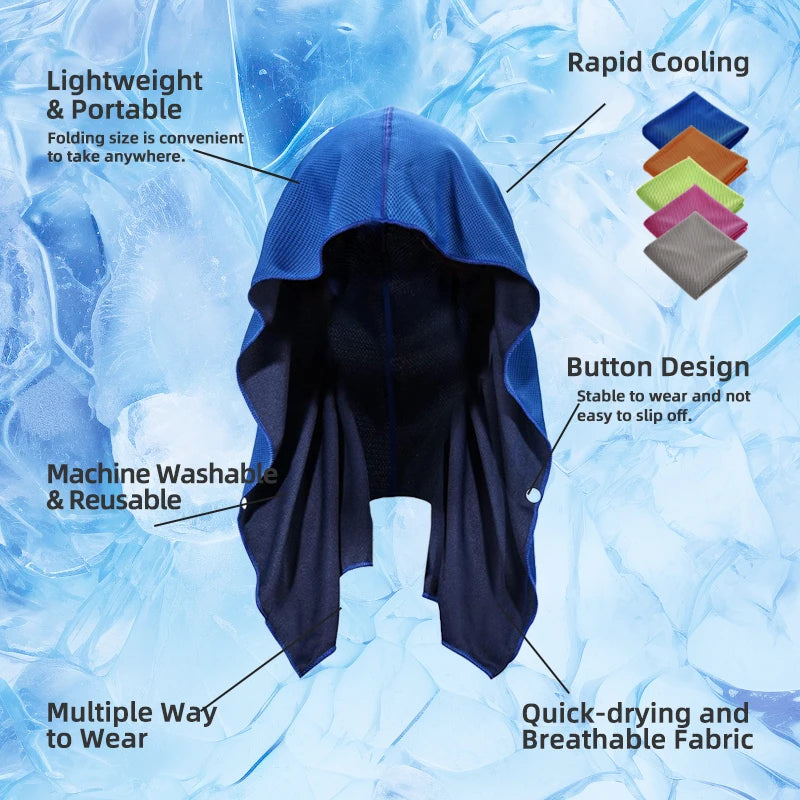 Cooling Hoodie Towel - Instant Evaporative Cooling Head & Neck Towel for Sports and Fitness