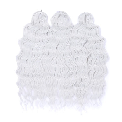 FASHION IDOL 24" Deep Wave Crochet Hair - 3-Piece Synthetic Water Wave Braiding Extensions, Ombre Rainbow Twist Hair