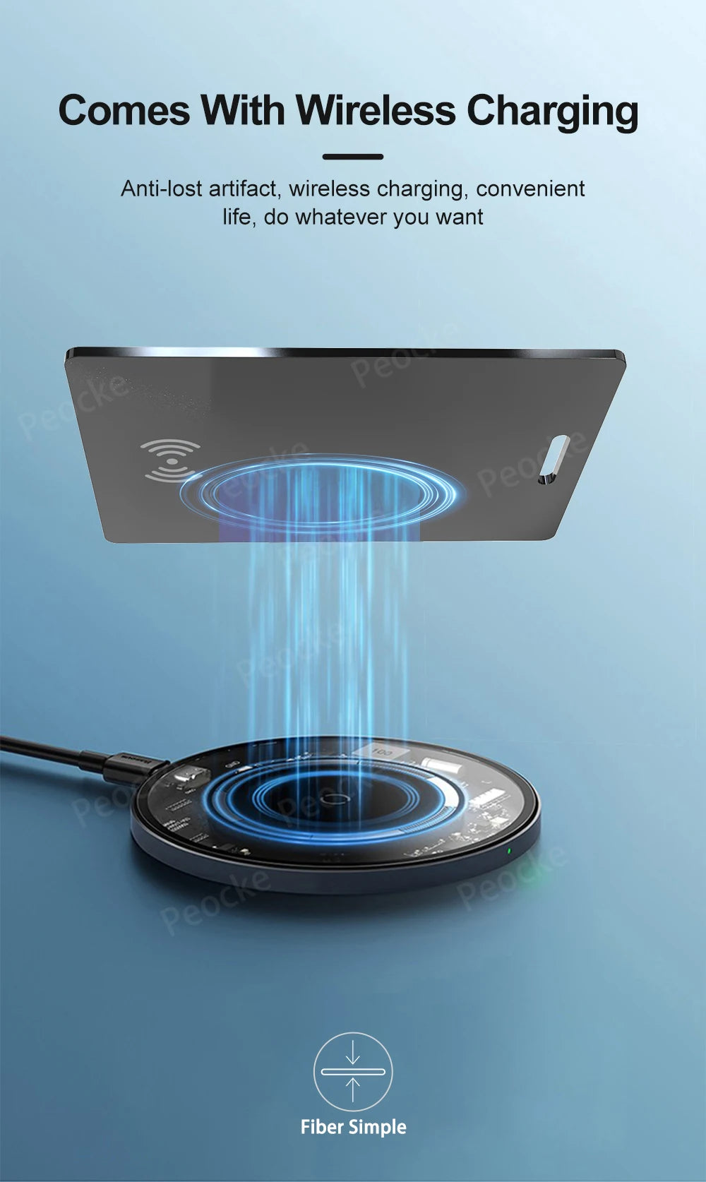 Wallet Anti-Loss Card – GPS Smart Tag with iPhone Find My Bluetooth, Ultra-Thin Wireless Charging, IP67 Waterproof