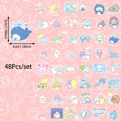 Sea Creature Stickers - Cute Self-Adhesive Ocean Animal Decals for Party Gifts, Desktops, Phone Cases, and Notebooks