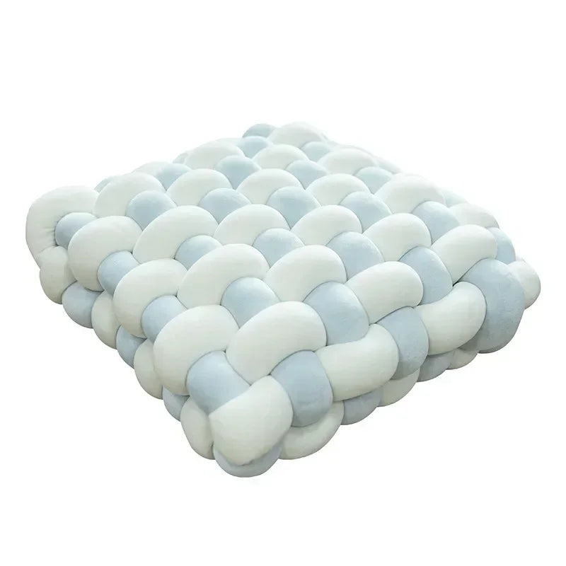 Knotted Square Cushion – Nordic Aesthetic Hand-Made Plush Pillow for Office Chair & Decorative Sleeping Back Support