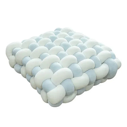 Knotted Square Cushion – Nordic Aesthetic Hand-Made Plush Pillow for Office Chair & Decorative Sleeping Back Support