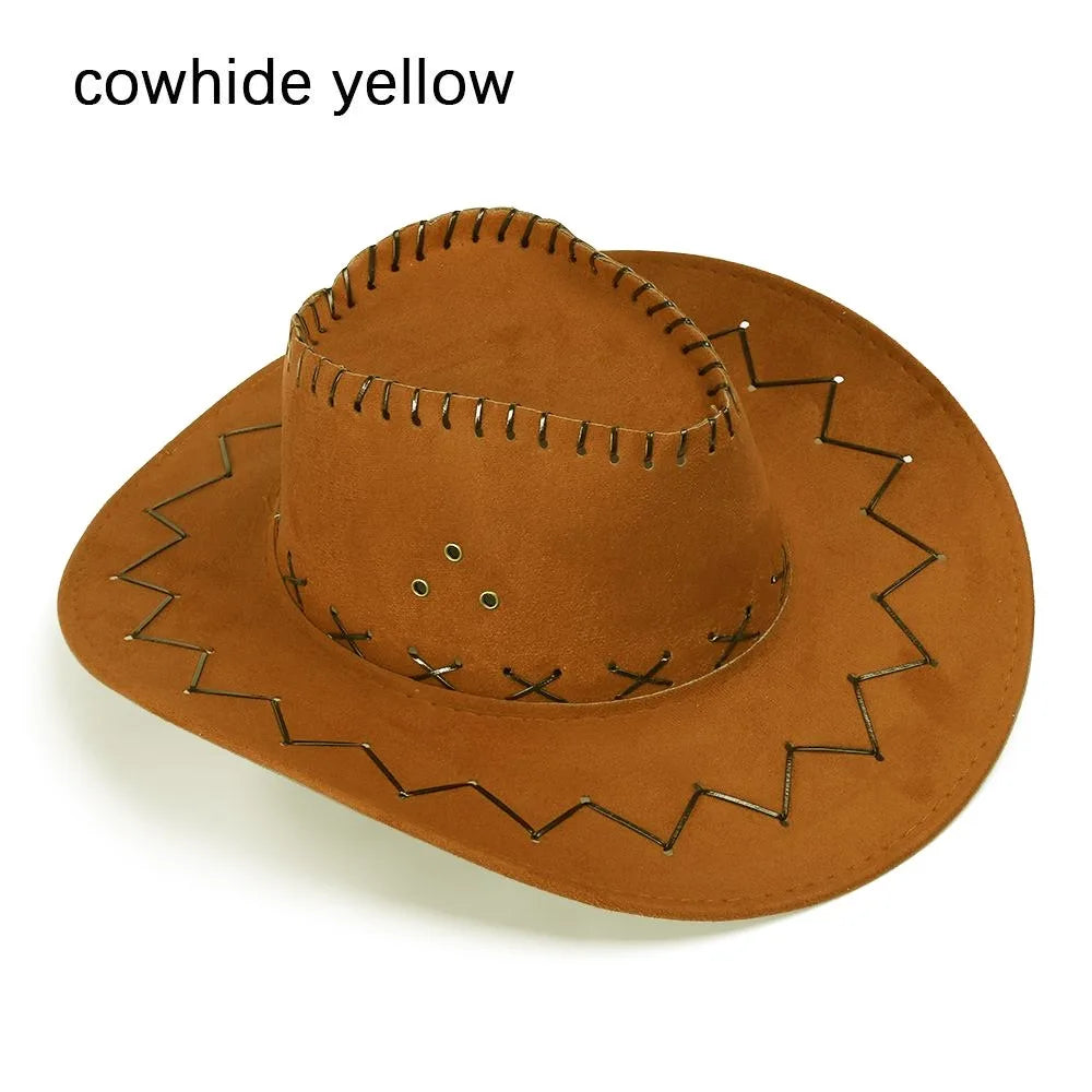 Unisex Western Cowboy Hat – Suede Cowgirl & Cowboy Style for Fashion & Party Wear