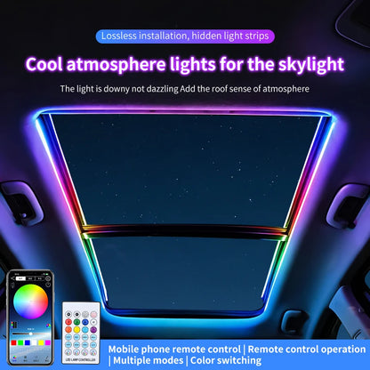 2026 Universal Car Sunroof LED Strip Light - APP & Remote Control USB Panoramic Roof Ambient Lighting
