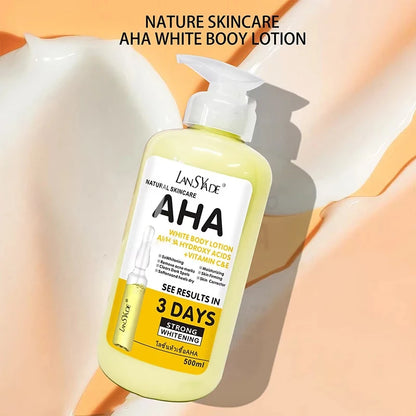 500ml Whitening Body Cream – AHA, Vitamin C&E Moisturizing Lotion for Acne Mark Removal & Skin Lightening