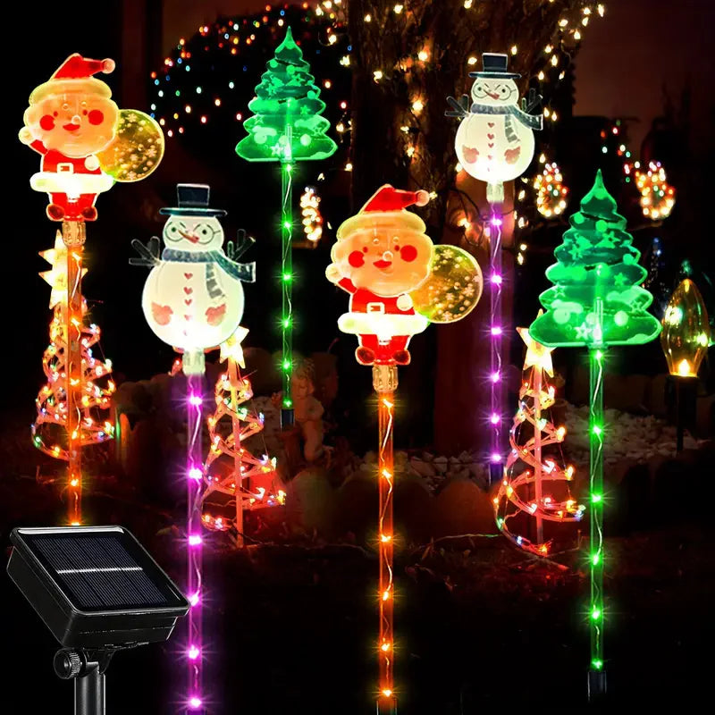 6PCS Solar Powered Christmas Stake Lights – Waterproof LED Outdoor Garden & Walkway Holiday Decorations