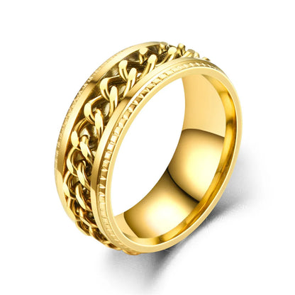 Titanium Steel Spinner Chain Ring - Rotatable Decompression Ring with Bottle Opener Design for Men & Women