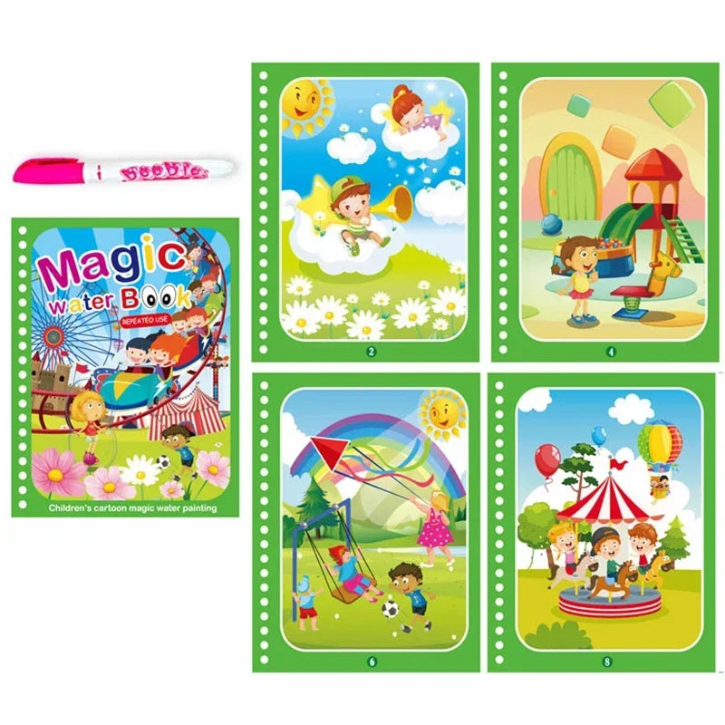 Children's Early Education Magical Water Drawing Book – Reusable Coloring Book with Pen, Creative Educational Toy Gift