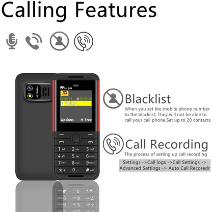 SERVO BM5310 Mini Mobile Phone — 3 SIM Card, 3-Standby, Auto Call Recorder, Bluetooth, Speed Dial & Magic Voice, 1.3" Compact Phone