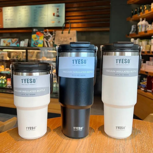 Tyeso Double-Layer Insulated Coffee Cup – Large Capacity Portable Stainless Steel Ice Cream Cup