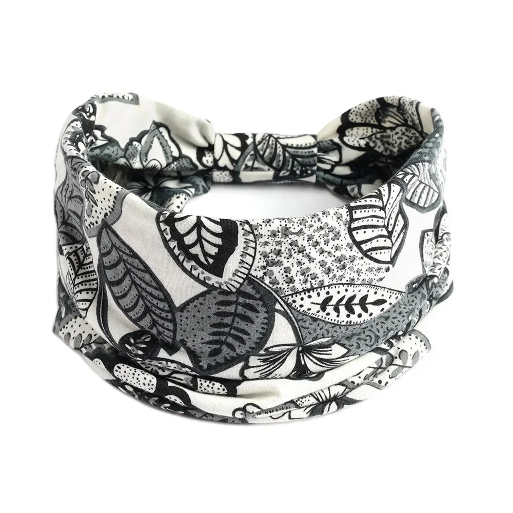 Bohemian Wide Cotton Stretch Headbands for Women – Turban Style Hairbands, Bandana Headwrap Hair Accessories
