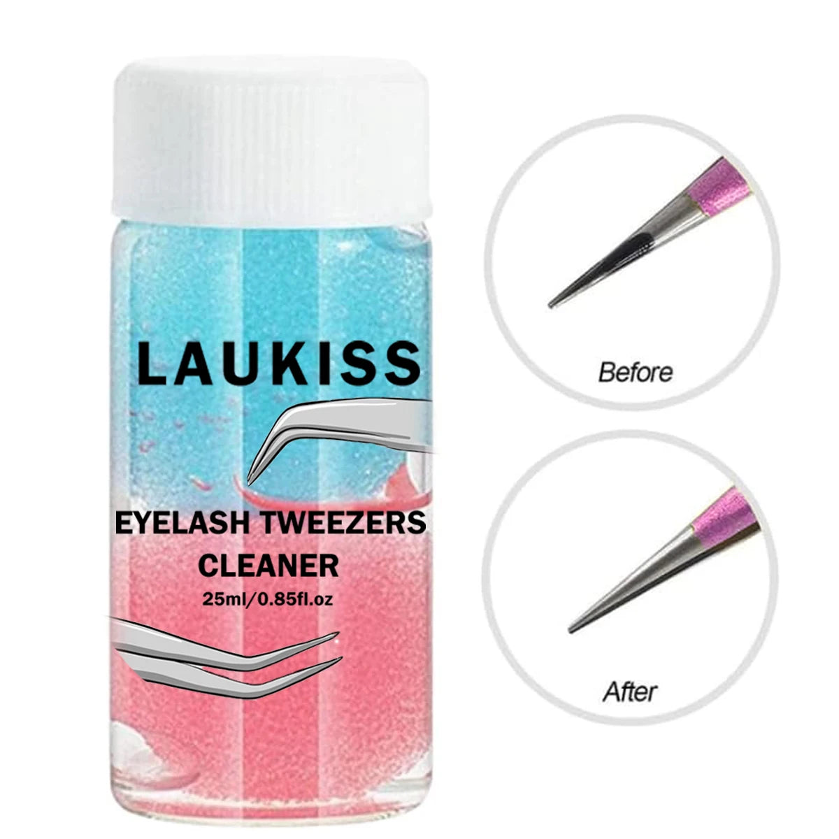 25ml Eyelash Tweezers Cleaner – Extension Tool with Glue Remover Liquid and Sponge Ball for Precise Cleaning