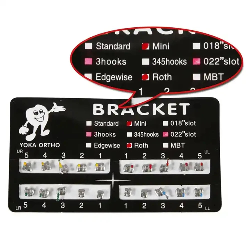 PIORPOY 20PCS Orthodontic Brackets - Mini Roth/MBT 022 Dental Braces Hooks & Treatment Materials